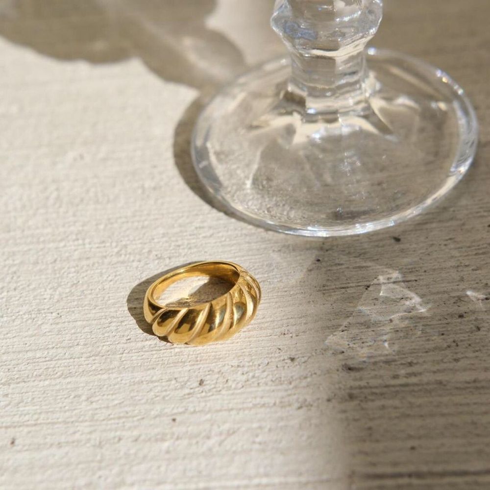 18K Gold Plated Croissant Statement Ring Chunky Band - Picture 7 of 7